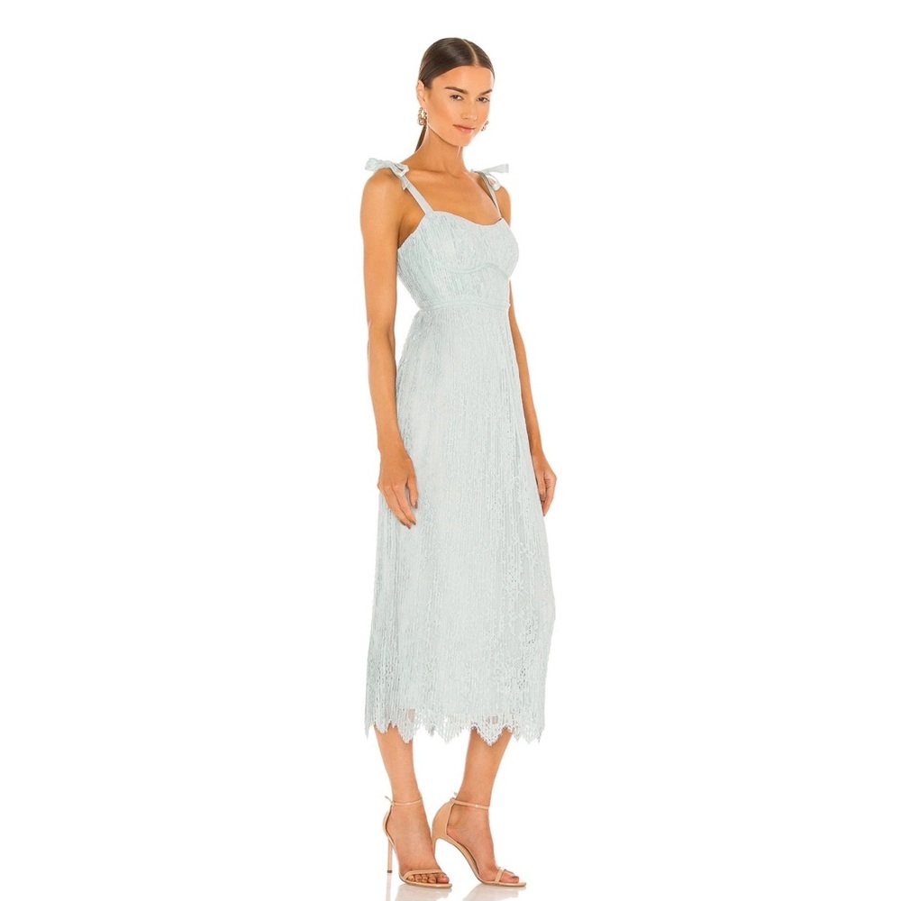 Jonathan Simkhai NWT Bonnie Lace Tie Strap Bustier Midi Dress in Tide - Picture 2 of 4